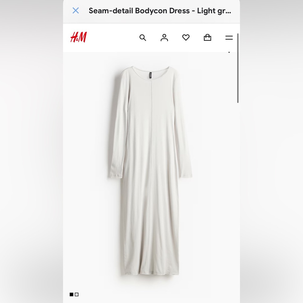 H&M Gray Long Sleeve Steam Detailed Bodycon Dress